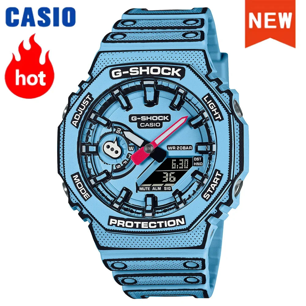 2026 Casio GA-2100 series men's watch Flame Inside trendy sportsmultifunctional fashion anti-shock color disc watch G-SHOCK