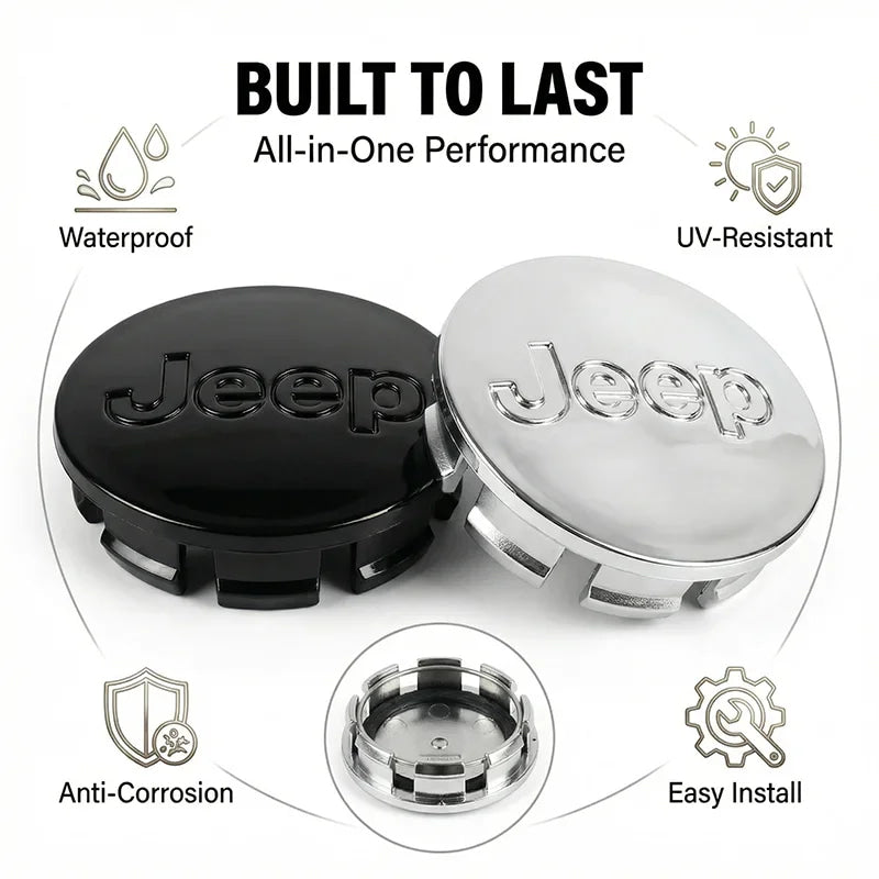 4Pcs/set Anti-Rust Snap-On Wheel Center Hub Caps Center Covers for Jeep Renegade Compass Wrangler JK Patriot Grand Cherokee SRT