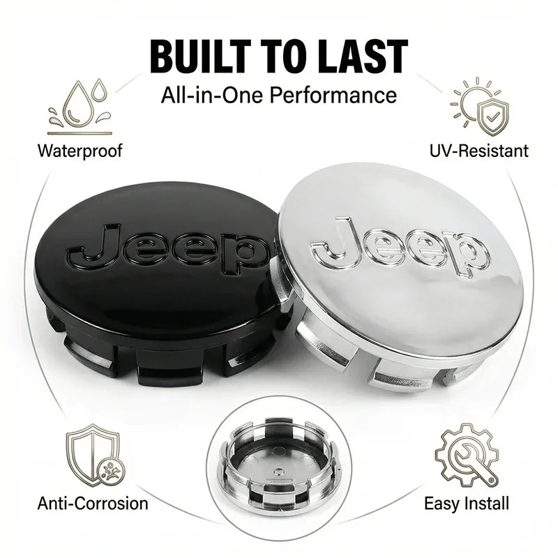 4Pcs/set 56mm Anti-Rust Snap-On Wheel Center Hub Caps Center Covers for Jeep Renegade Compass Wrangler JK Patriot Grand Cherokee