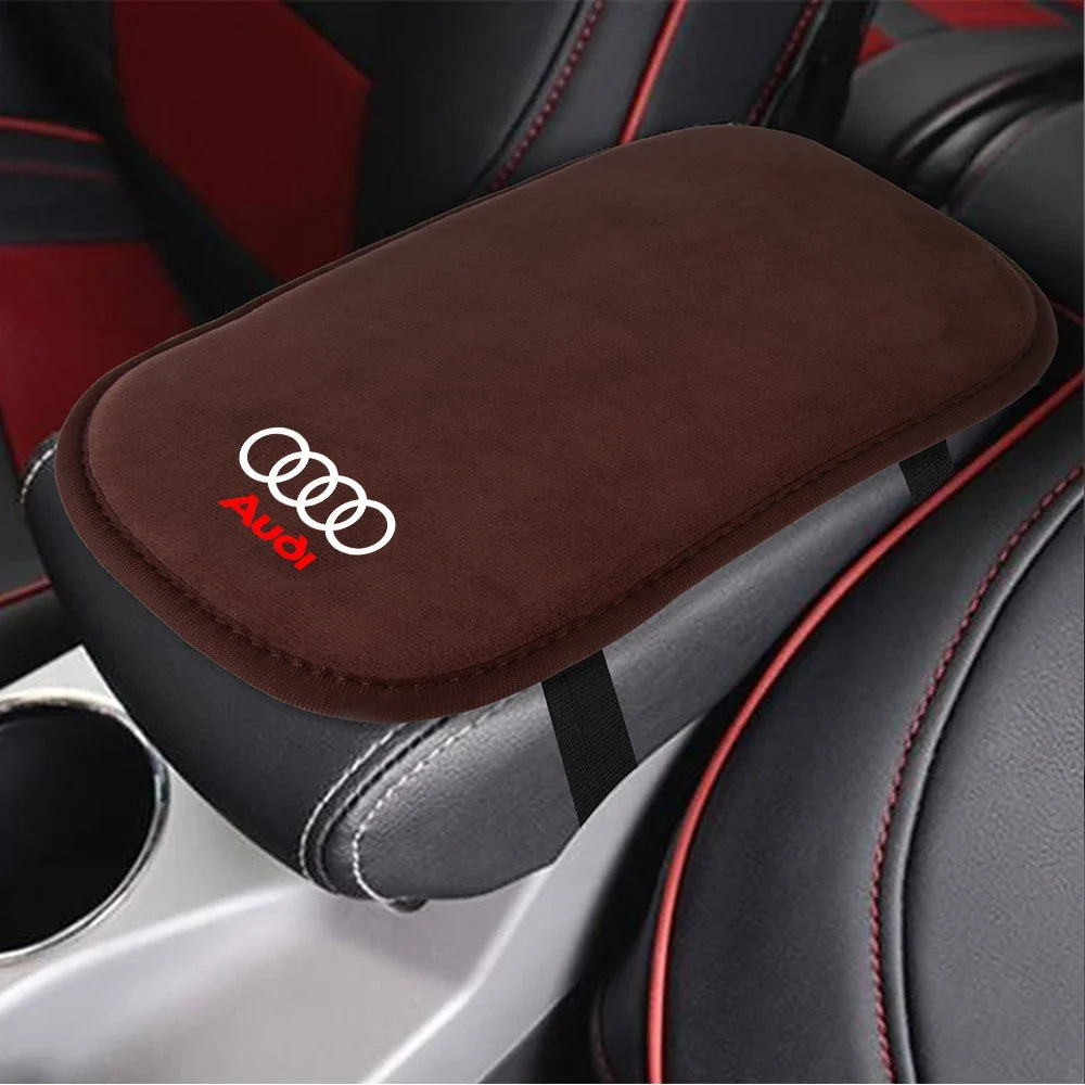 Suede Leather Armrest Mat Arm Rest Protection Cushion Auto Armrest Valve Cap For Audi Sline S3 A4 S4 TT Q1 C2 Q3 S7 B8 B9 8P 8V
