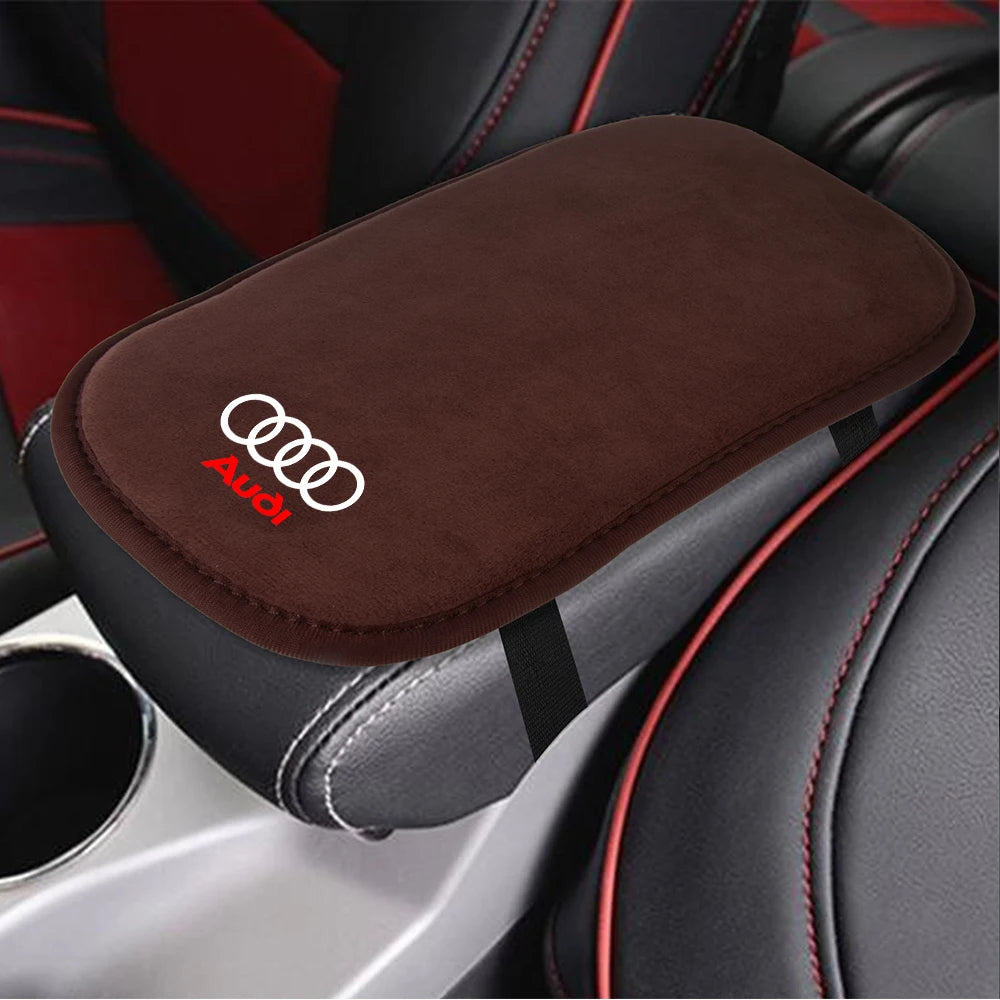 Suede Leather Armrest Mat Arm Rest Protection Cushion Auto Armrest Valve Cap For Audi Sline S3 A4 S4 TT Q1 C2 Q3 S7 B8 B9 8P 8V