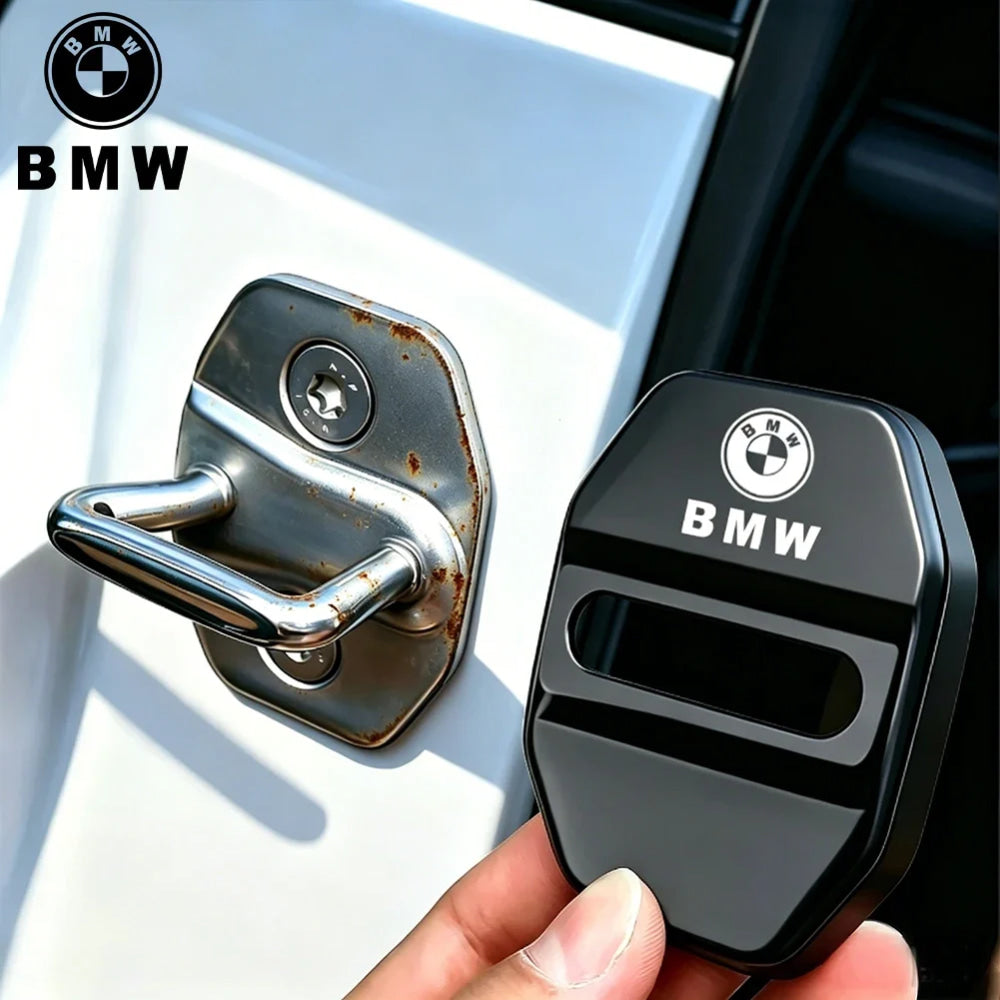 4Pcs Zinc Alloy  Car Door Lock Buckle Protection Cover Anti-Collision Shock Absorbing Cushion Stickers For BMW G80 G06 G07 G42 G