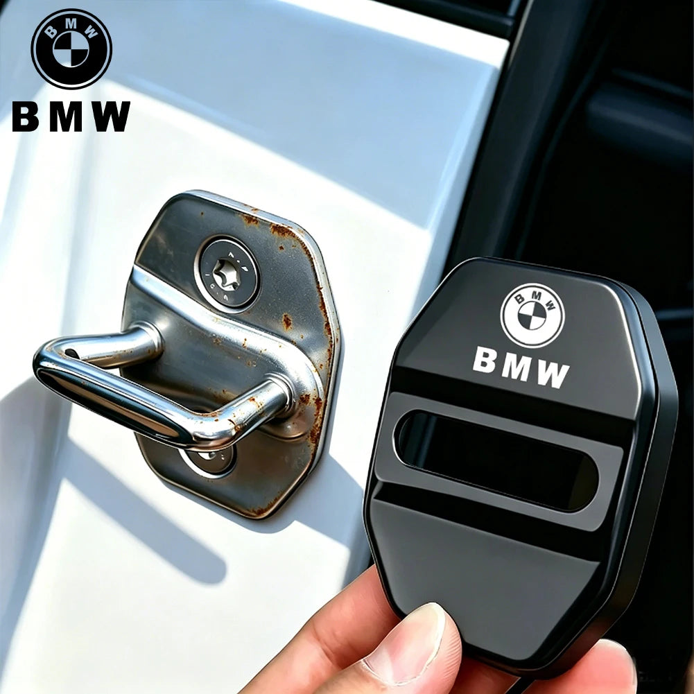 4Pcs Zinc Alloy  Car Door Lock Buckle Protection Cover Anti-Collision Shock Absorbing Cushion Stickers For BMW G80 G06 G07 G42 G