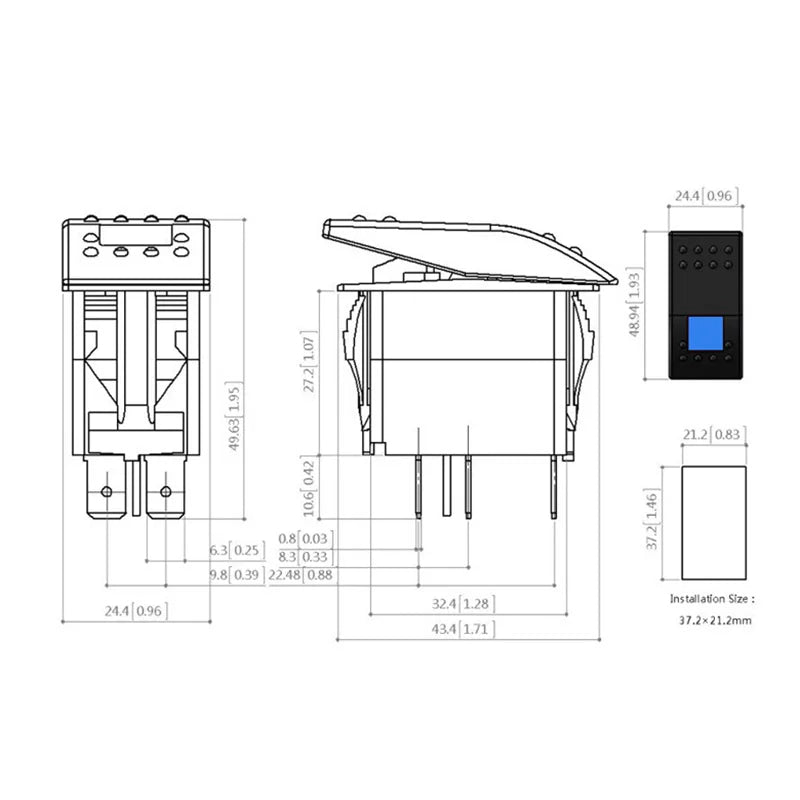 12v/24v Blue Led Light 5 Pin On Off SPST Rocker Switch 7 Pin On Off On ARB Carling Style Car Boat Waterproof Push Switch