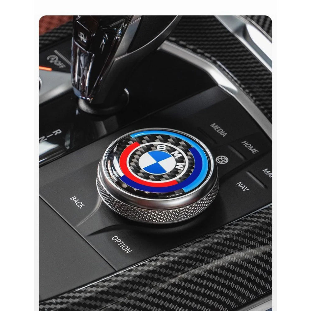 4.5CM 4.8CM Carbon Fibre Car Center Console Knob Stickers Decoration Accessories For BMW 1 2 3 4 5 6 Series GT Z4 X3 X4 X5 X6 X7