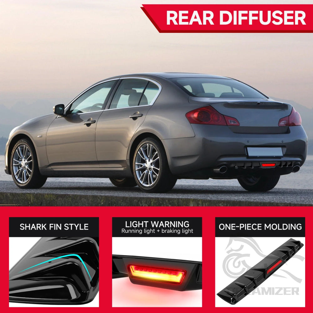 34" Car Rear Bumper Lip Universal Rear Diffuser Shark Fin Style Flat Diffuser For Infiniti Ford Acura TL VW Golf Toyota Nissan