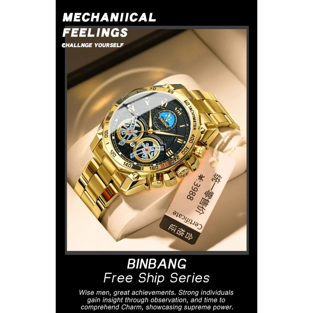 BINBOND Luxury Men Quartz Watches Fashion Concept Decorative Dial Casual Military Sports Wristwatch Waterproof Men's Clock