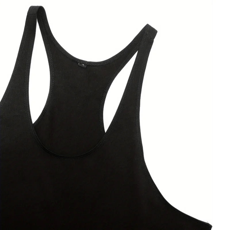 Mens Bodybuilding Faux Cotton Tank Top Gym Fitness Sports Sleeveless Top Skull Print Breathable Tank Top Mens Summer Tank Top