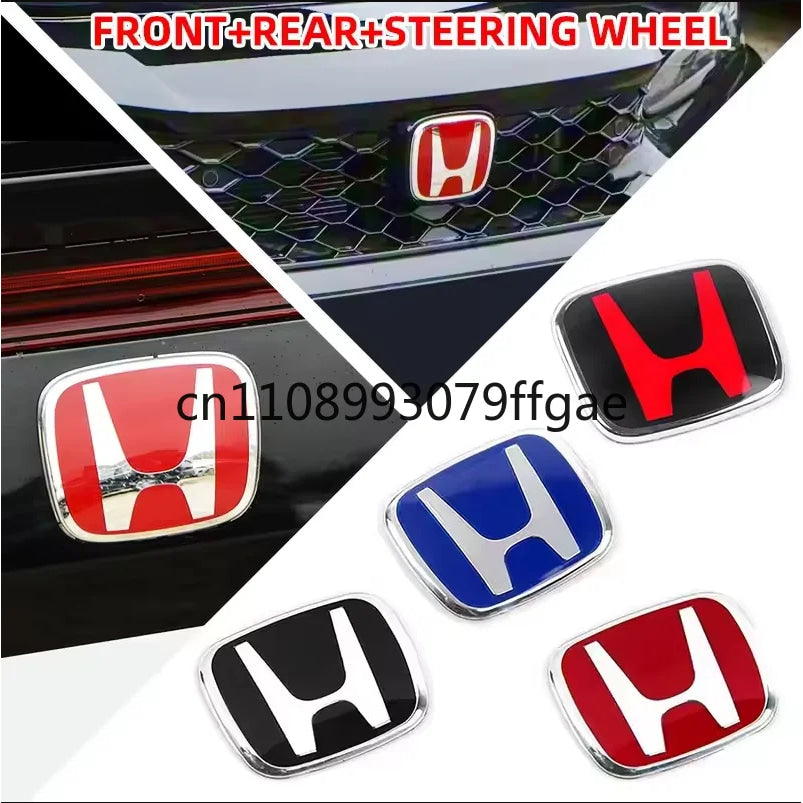 1pcs 3D H Custom Badge Decal for Honda Civic VEZEL CRV City Accord Fit Odyssey Car Hood Front Grill Rear Trunk H Logo Sticker