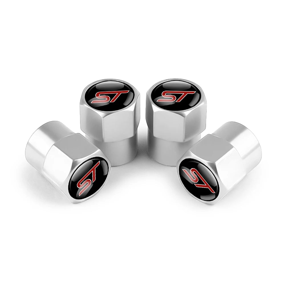 4pc Mustang Logo Tire Valve Caps Aluminum Alloy Dustproof Car Wheel Air Stem Cover For Ford Focus ST Mk7 Everest Kuga Fiesta Mk3