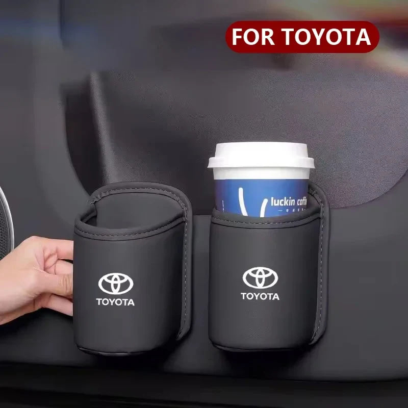 For Toyota Car Door Water Cup Holder Back Seat Drink Rack Leather Storage  Corolla Yaris Prius Camry Auris Avensis car sticker