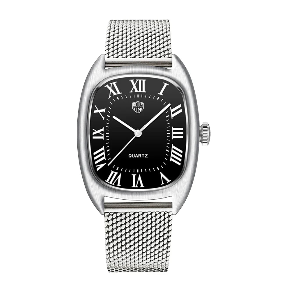 RollsTimi 2026 New Men's Watches Top Brand Luxury Oval Quartz Watch For Men Fashion Watch Man Waterproof VH31 Clock Gift Leathe