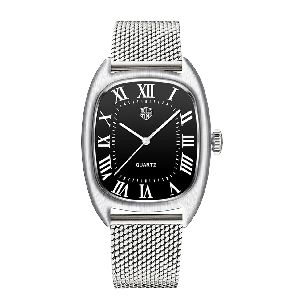 RollsTimi 2026 New Men's Watches Top Brand Luxury Oval Quartz Watch For Men Fashion Watch Man Waterproof VH31 Clock Gift Leathe