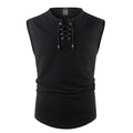 Men's Tank Tops Cotton Linen Breathable Lightweight Solid Color Drawstring Design V-neck Cool Feeling Vacation Style Male Tops