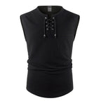 Men's Tank Tops Cotton Linen Breathable Lightweight Solid Color Drawstring Design V-neck Cool Feeling Vacation Style Male Tops