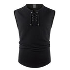 Men's Tank Tops Cotton Linen Breathable Lightweight Solid Color Drawstring Design V-neck Cool Feeling Vacation Style Male Tops