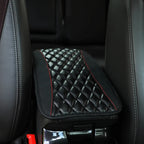 Checkered PU Leather Car Armrest Pad Embroidered Center Console Interior Accessory for All Seasons  WOMEN