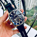 Reef Tiger 316L Stainless Steel Wine Barrel Automatic Watch Fashion Mulitfunction Tourbillon Mechanical Watches for Men RGA3069