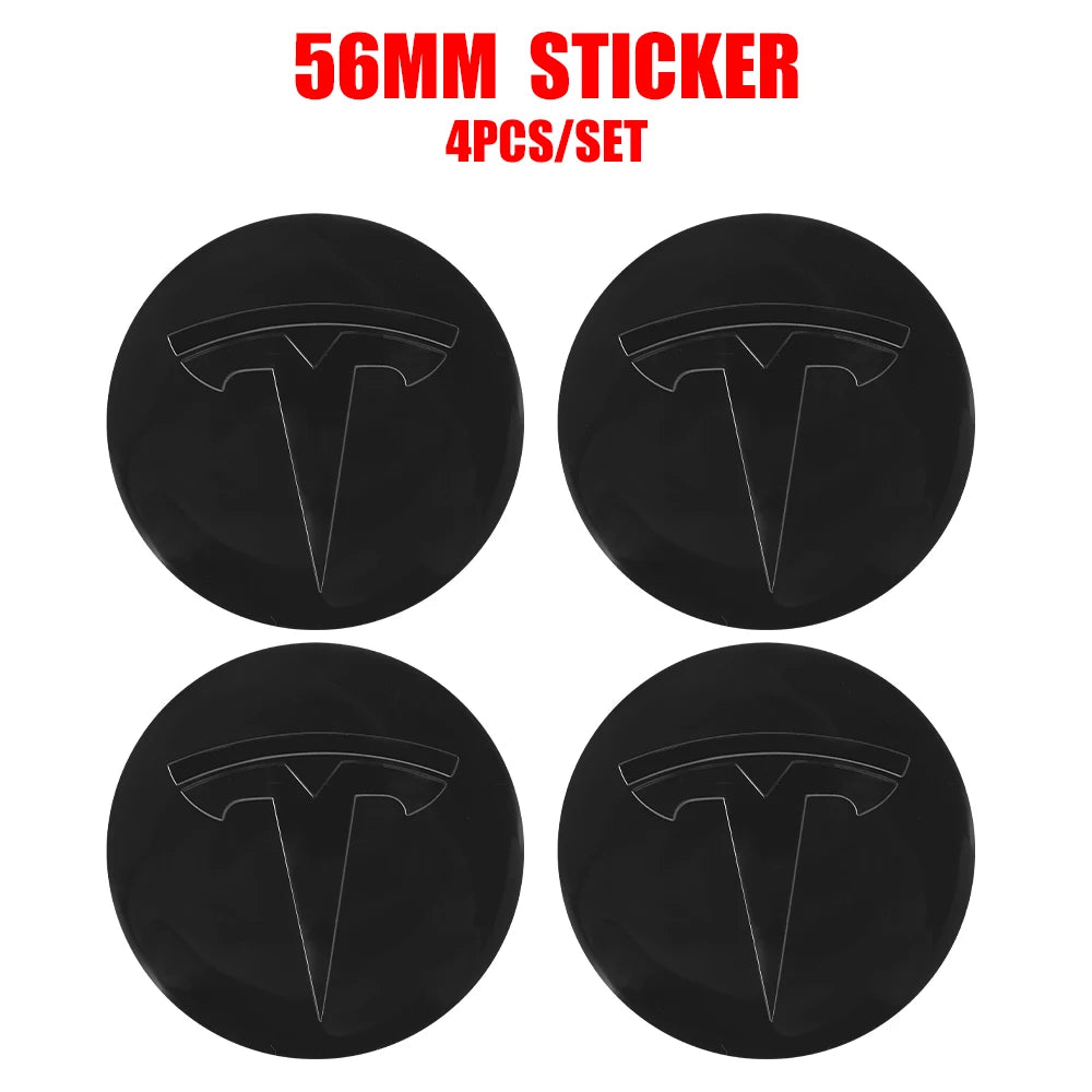 Hot 4pcs 56mm Car Wheel Center Hub Stickers Cap Emblem Cover Tesla Model 3 Model S Model X Y Juniper Roadster Wye Accessories