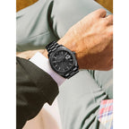 TOMI New Men's Watch Brooch Ring Gift Box Set Luxury Business Stainless Steel Strap Men's Calendar Casual Quartz Watch Reloj