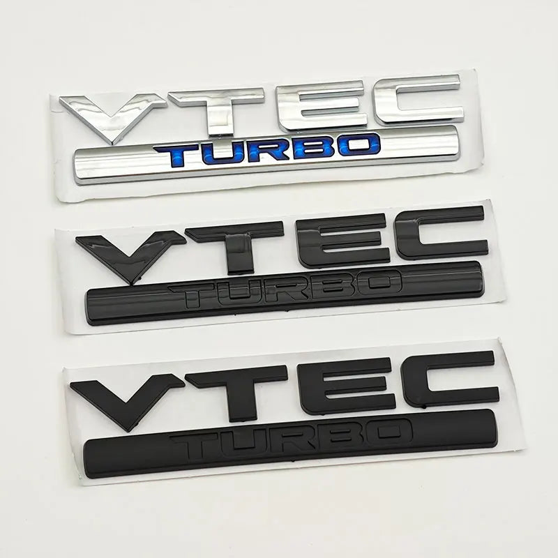 3D ABS Chrome Black Letters VTEC TURBO Logo Badge Emblem Car Rear Trunk Sticker for Honda Civic Accord CRV Auto Accessories