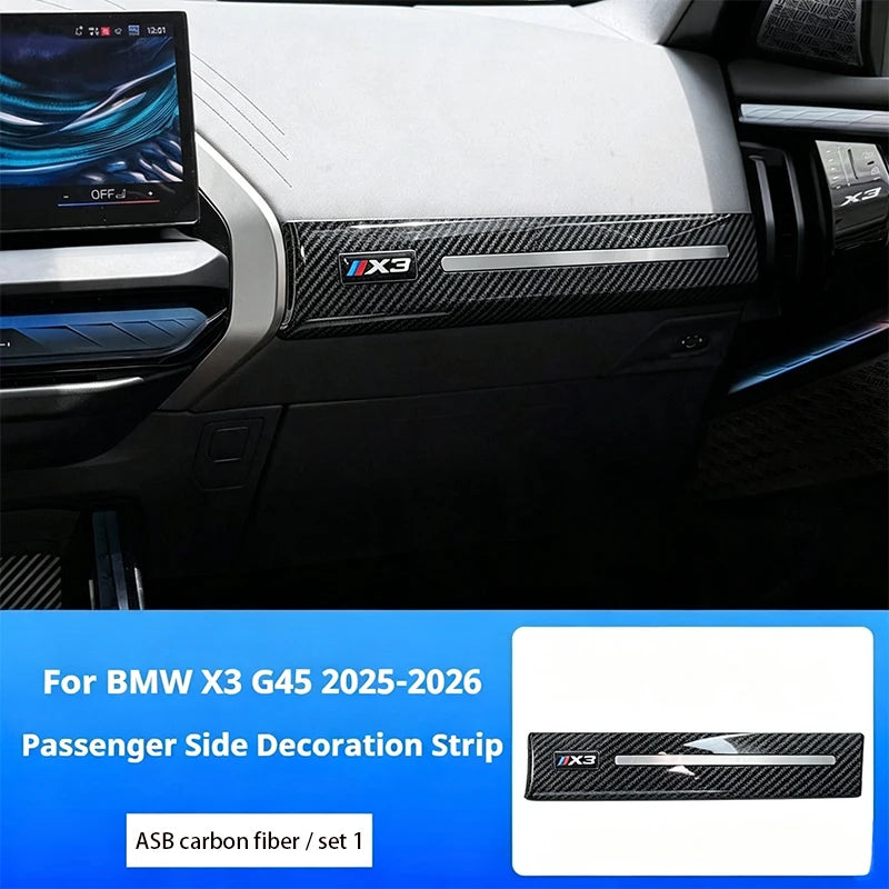 For BMW X3 G45 2025-2026 LHD ABS carbon fiber material Passenger side center console trim car center console, glove box panel