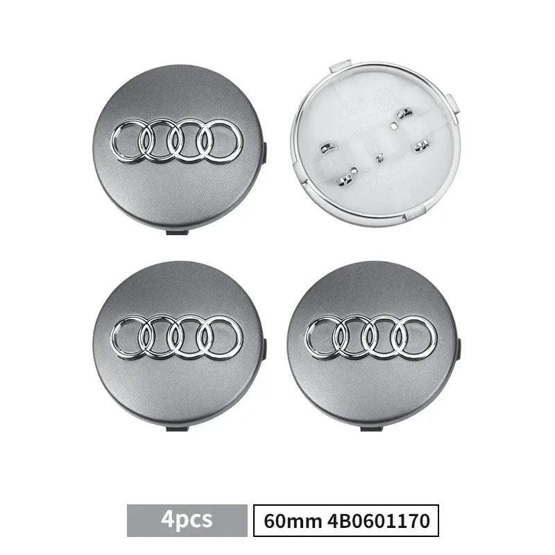 For Audi A8 A5 A6 C5 C6 C7 A7 A1 A3 A4 B5 Q3 Q5 Q7 TT 4pcs 60mm 61mm 68mm 69mm Car Wheel Hub Center Caps Rim Cover Accessories