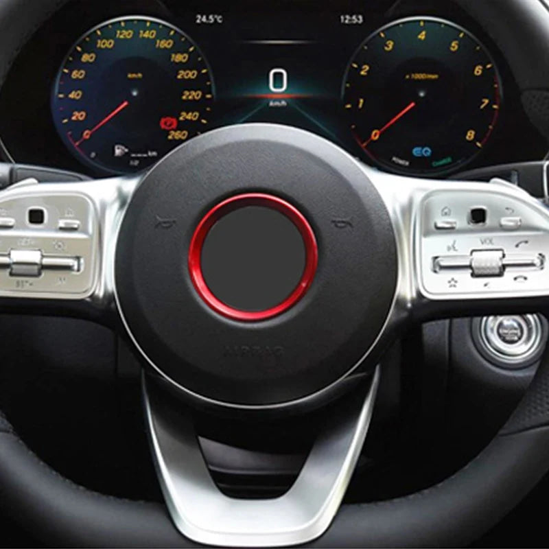 Car Steering Wheel Aluminum Alloy Ring Trim Sticker For Mercedes Benz A C E Class CLA GLA GLC GLE GLK W204 W212 C117