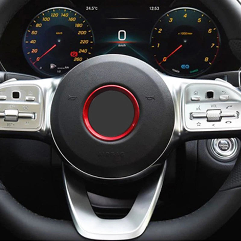 Car Steering Wheel Aluminum Alloy Ring Trim Sticker For Mercedes Benz A C E Class CLA GLA GLC GLE GLK W204 W212 C117