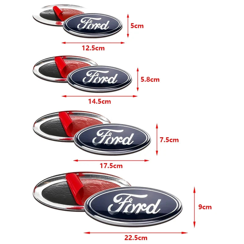 Ford Metal All Sizes Logo For Focus Mondeo Edge Ecosport Fiesta Fusion Rear Trunk Emblem Metal Cover Sticker Badge Classic Blue