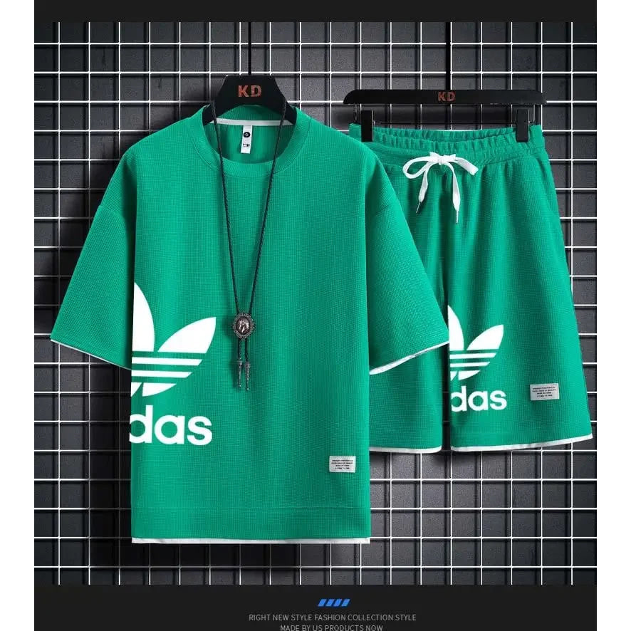 Summer 2026 New Men's pullover sportswear Set, fashionable basketball men's casual short-sleeved T-shirt + shorts two-piece set