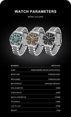 CADISEN Automatic Mechanical Watch Man Silver Business Casual Waterproof Watch Japan MIYOTA 8215 Movement Luminous Men's Watch