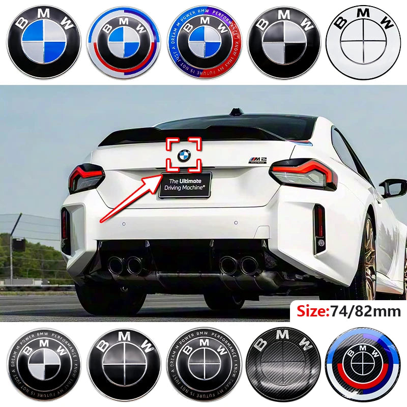 Carbon Fiber 50th Anniversary Front Rear Logo Kit for BMW 82mm 74mm Badge E46 E90 F30 F10   2-Pin Base DIY Replacement Decor Set