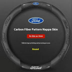 For Ford Mondeo Focus Raptor Puma Edge Explorer Ecosport Ranger F150 Kuga Car AntiSlip Carbon Fiber Leather Steering Wheel Cover