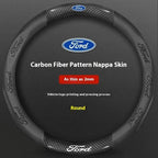 For Ford Mondeo Focus Raptor Puma Edge Explorer Ecosport Ranger F150 Kuga Car AntiSlip Carbon Fiber Leather Steering Wheel Cover