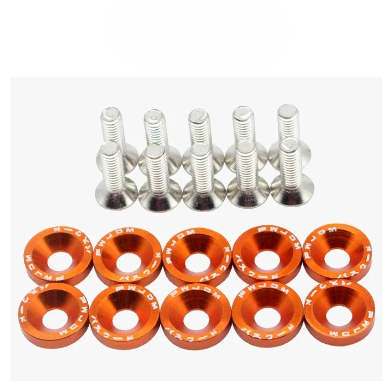 JDM Fender Washers M6 Bolt Set Car Modification Gasket Screw Fender Bumper Engine Aluminum Concave Screws Hex Fastener for Honda