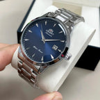 Orient Automatic Men's Watch, Black Dial Stainless Steel Band, Water Resistant Classic Business Wristwatch with Date Display