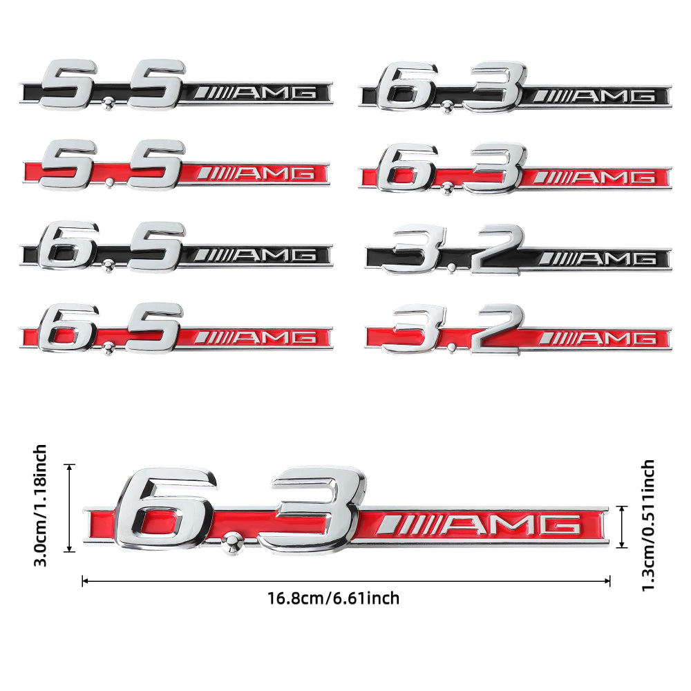 3D ABS Car Styling Logo 3.2 5.5 6.3 6.5 AMG Badge Fender Side Rear Trunk Sticker for Mercedes Benz A CLA GLC W108 W222 C180 W190