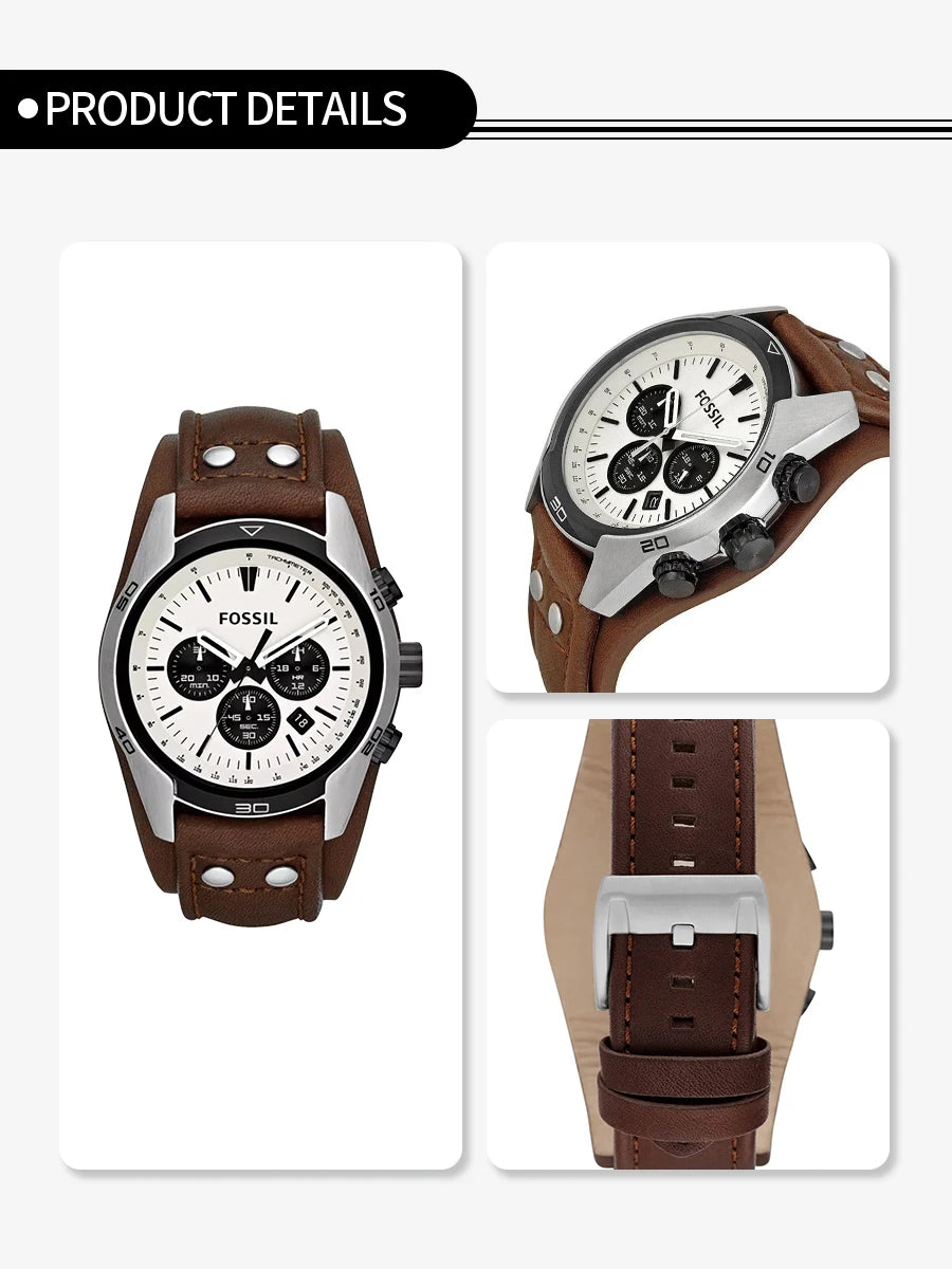Fossil CH2890 Coachman Chronograph Men's Watch Military Brown Leather Strap Sport Waterproof Quartz Wristwatch Relogio Masculino