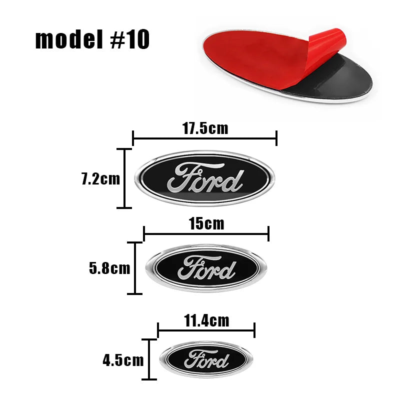 114mm/150mm/175mm Car Front Hood Emblem for Ford Fiesta Range Focus Mondeo Explorer Fusion Transit Edge Auto Rear Trunk Sticker