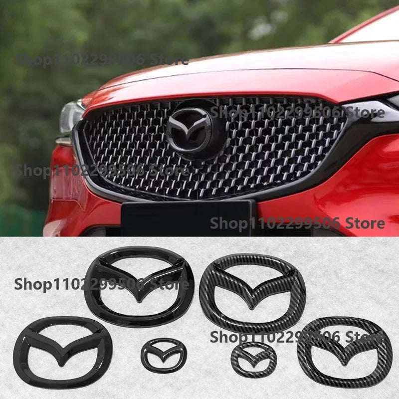 Car Front Grille Badge Trunk Emblem For 2014 15 16 17 18 19 Mazda 6 black Carbon steering wheel Rear Body Decal Accessories