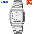 Casio Men's Watch Dual Display Screen Retro Style Personalized Dial Design Quartz Movement Water Resistant AQ-230A-