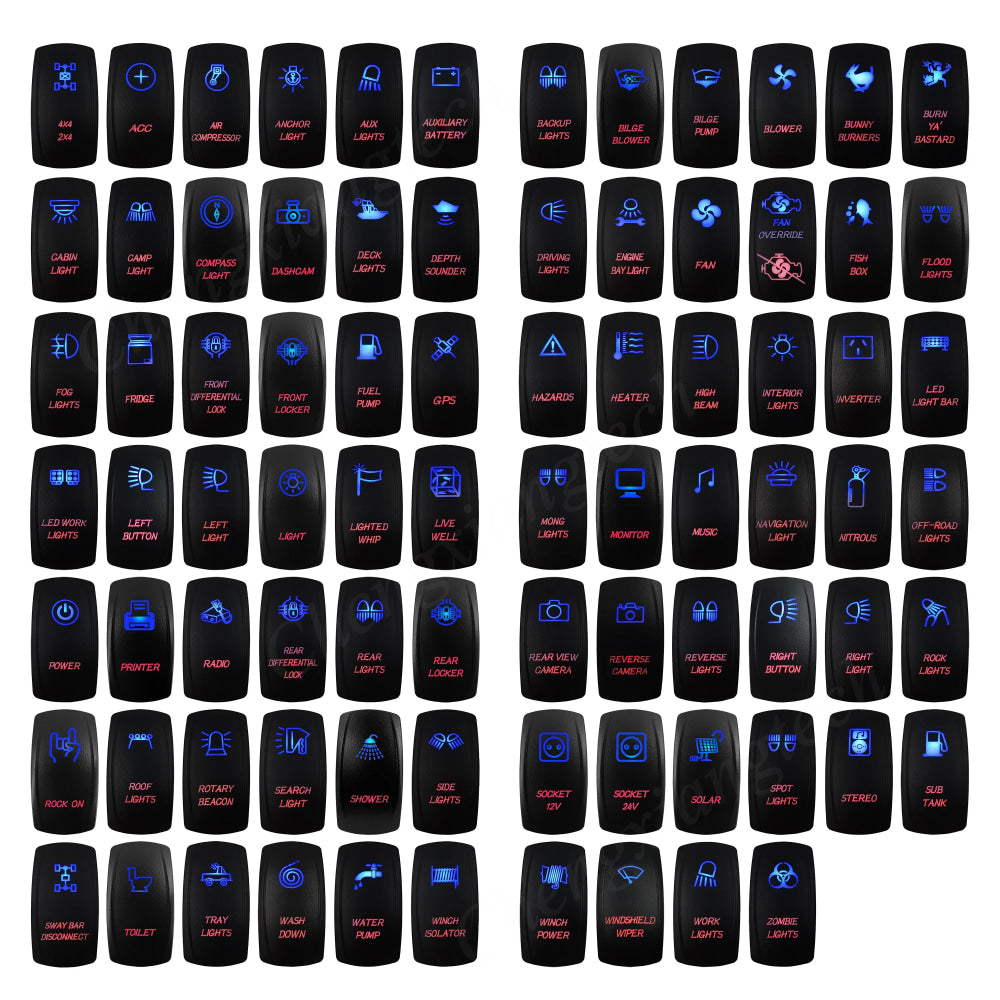 Waterproof 5 Pins SPST On/Off Rocker Switch Blue & Red Led 20A/12V 10A/24V Toggle Switch GPS for Cars,Trucks, RVs, Boats