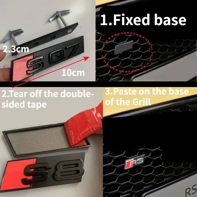 1Pc Audi Car Grill Badge Front Emblem for Audi Sticker S5 S6 S7 S8 RS3 RS4 RS5 RS6 RS7 RS8 SQ3 SQ5 Auto Modification Accessories