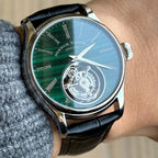 Merkur 100% Tourbillon Watch Men's Natural Stone Dial Malachite Sapphire Watch For Men Mechanical Wristwatches Relogio Masculino