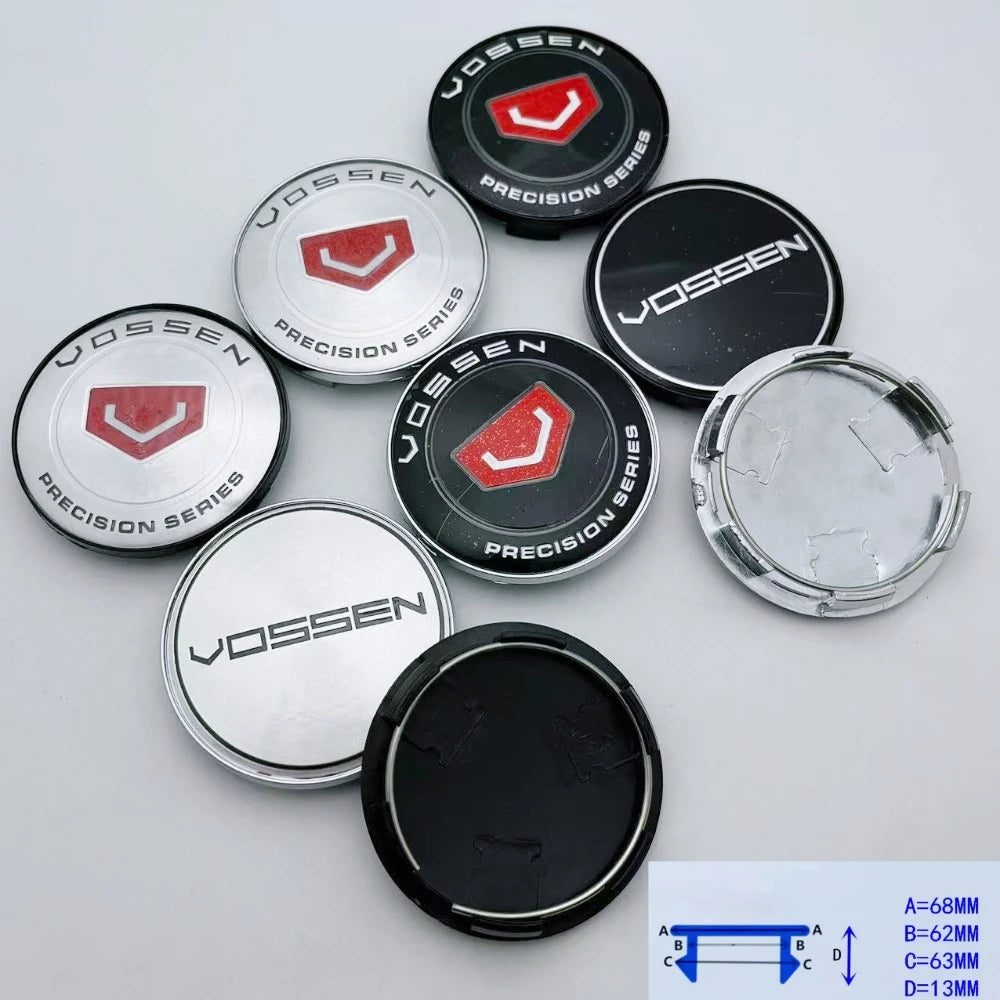 4pcs/set 68mm ( Clips 62mm ) Car Wheel Center Caps Rim Hub Dust Cover Wheel Hubcaps Vossen Logo Emblem Badge Car Accessories
