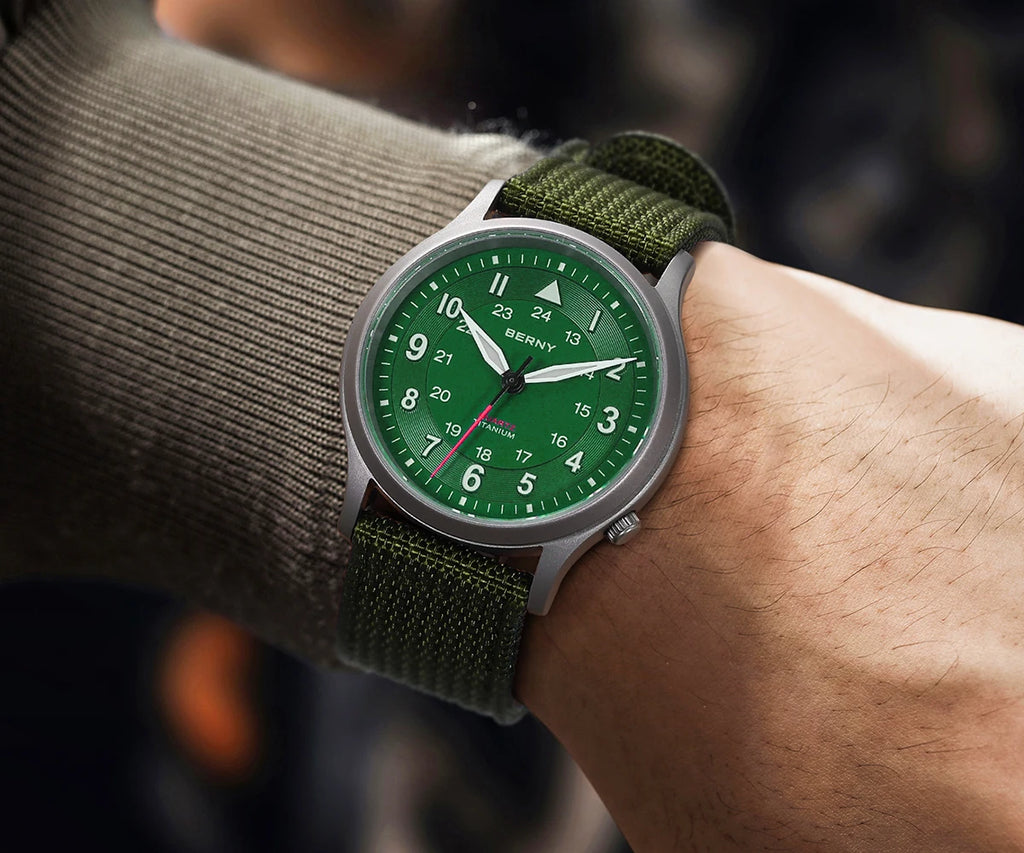 BERNY Full Titanium Watches for Men Outdoor Quartz Men's Field Wristwatch VH31 Super Luminous Sapphire Easy Read Watch