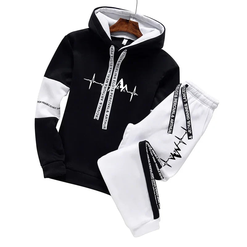 Mens Tracksuit Casual Classic Hooded Sweatshirt Jogging Clothing High Quality Simplicity Versatile Printing Tops Pants Suit