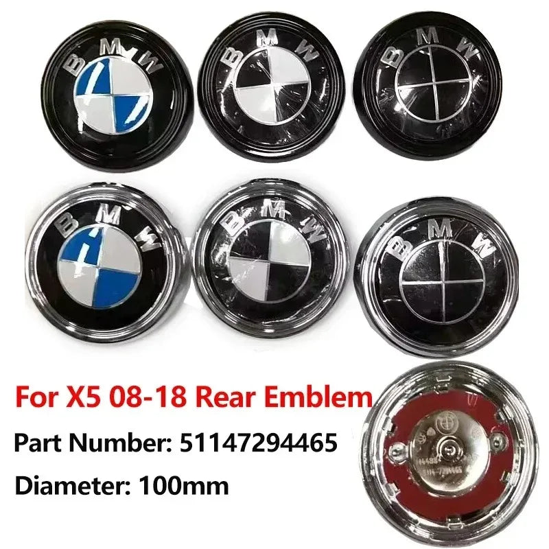 100mm Modified Car Rear Trunk Emblem Cover for BMW X5 2008-2018 Tail Replacement Badge Accessories Part Number 51147294465
