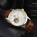 Orient Double Lion Watch Japanese Fully Automatic Mechanical Watch Hollowed Out Business Men's Watch Leather Strap